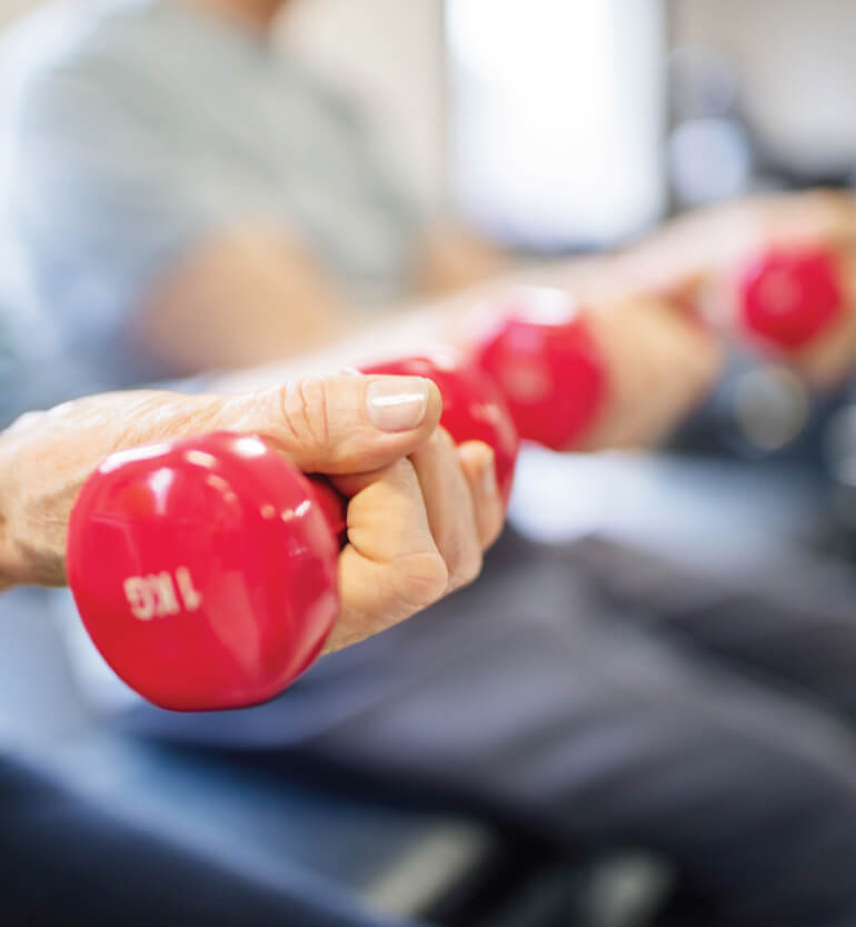 weights in the hands of seniors